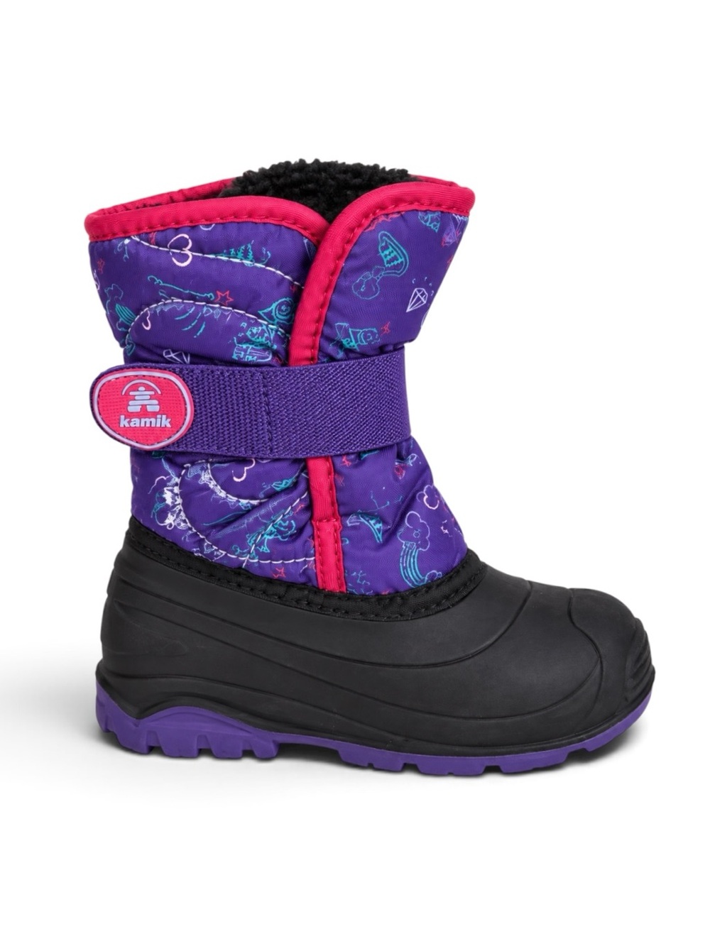 Kamik Kids Faux Fur Insulated Waterproof Snow Boots Purple Pink Girls Size 11